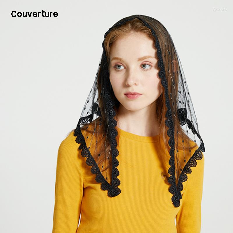 

Scarves Couverture Women Scarf Fashion Black Gold Infinity Veil Mass Lace Cover UP Bridesmaids Catholic Chapel Mantilla Triangle