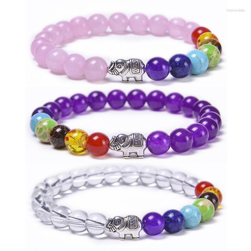 

Strand Beaded Strands Natural Stone Crystal Bracelet Elastic Rope Small Elephant Chakra Yoga Handmade Bangle Jewelry Raym22