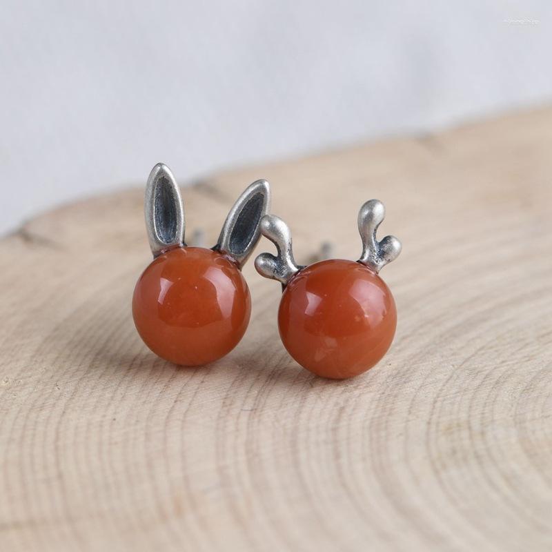 

Stud Earrings 2023 Trend Women Red Agate Deer Wedding Jewelry For Girls Punk