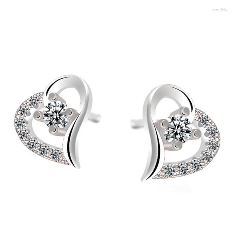 

Stud Earrings 1 Pair Fashion Jewelry Women Minimalist Korean Heart-shaped Silver Plated For Daily Attendance Party Wear