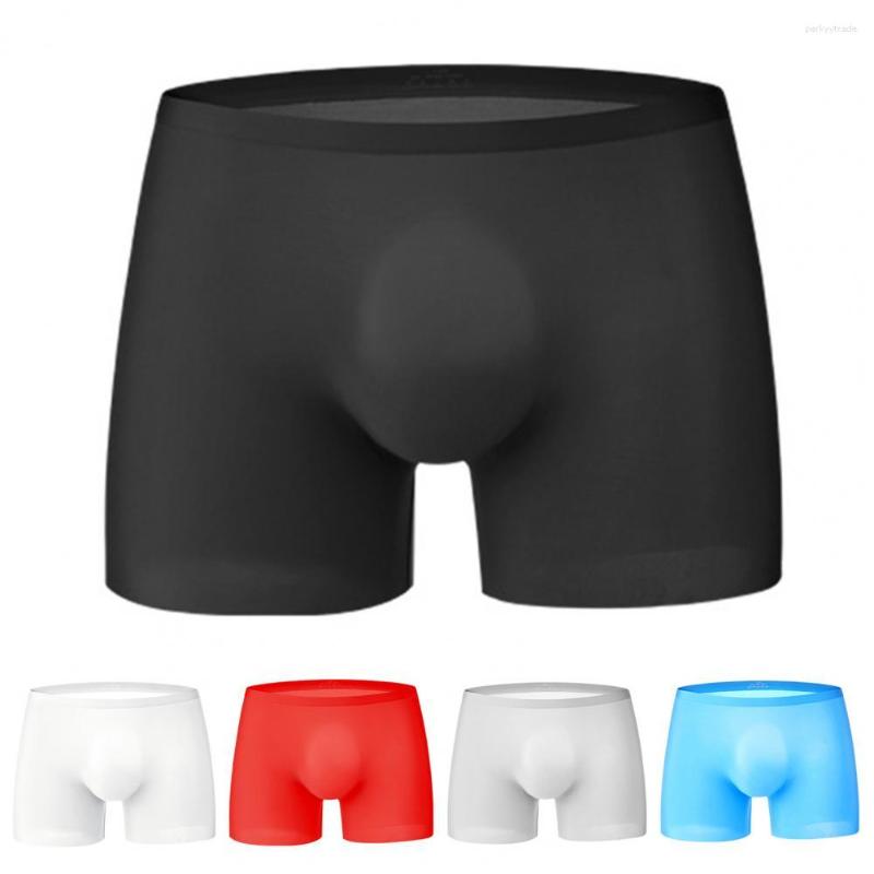 

Underpants Men Boxers Shorts Breathable Ice Silk Panties Seamless U Convex High Elasticity Underwear Low Waist Summer Man, Black