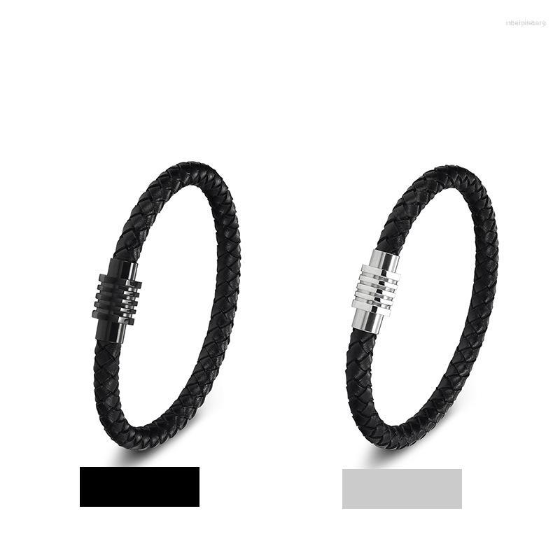 

Strand Stainless Steel Bracelet Braided Leather Rope Classic Bacelet