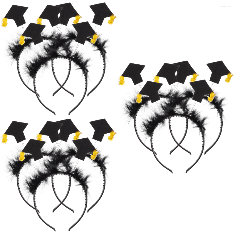 

Bandanas 9 Pcs Graduation Bachelor Cap Hair Hoop Dress Up Hairband Party Decoration