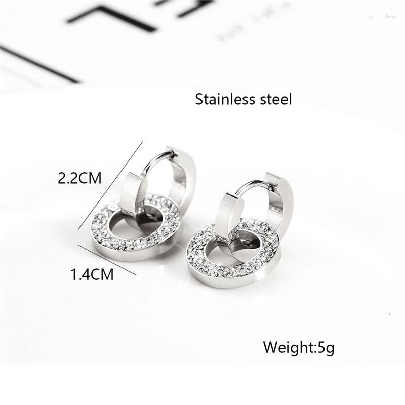 

Stud Earrings Cubic Zirconia For Women Stainless Steel Jewelry Circle Fashion Accessories Mass Effect