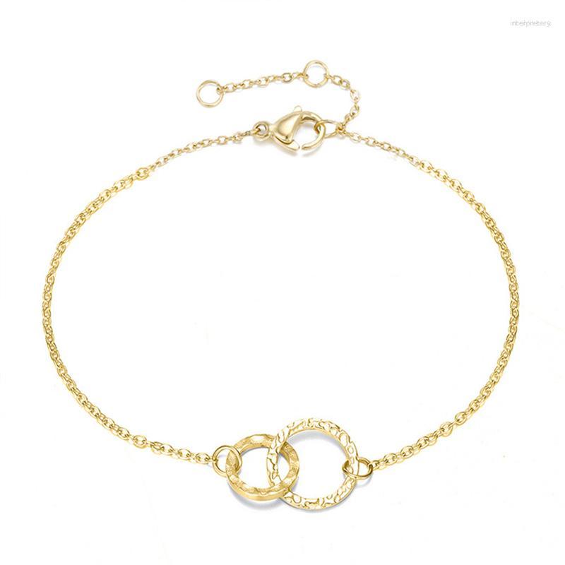

Link Bracelets 2023 Simple 316L Stainless Steel Circles Bracelet For Women Office Thin Fashion Friendship Jewelry