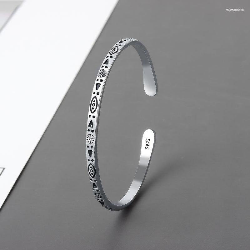 

Bangle Silver Color Fashion Bohemian Pattern Women Retro Opening Party Jewelry On Hand Gift Pulsera Plata 2023 MujerBangle Raym22