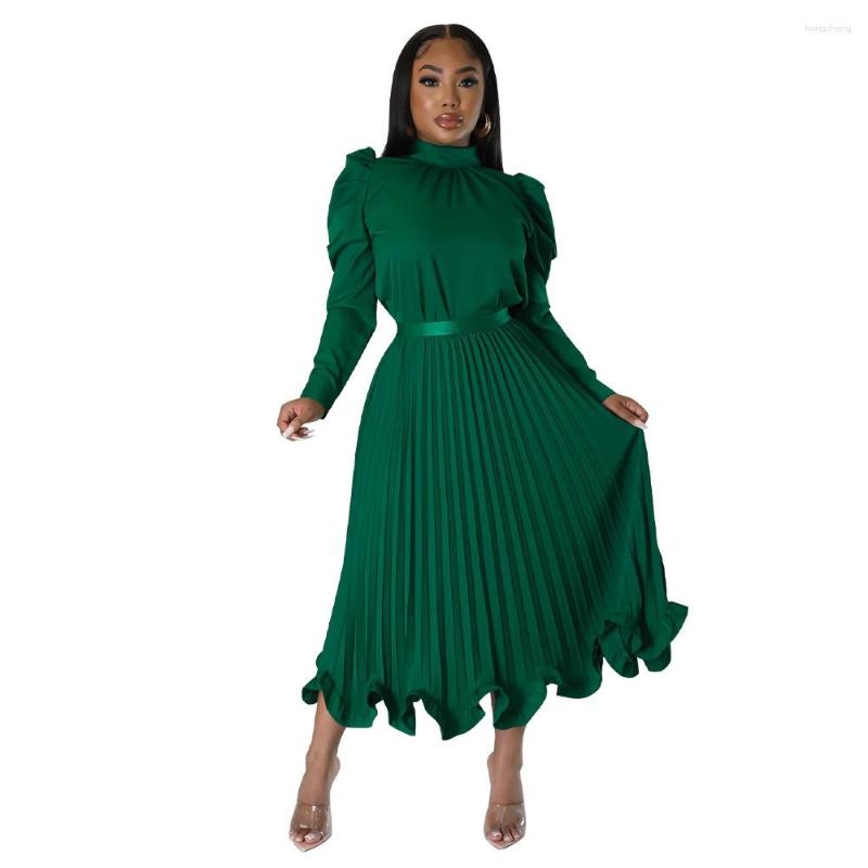 

Ethnic Clothing Spring Autumn African Clothes For Women Elegent Long Sleeve O-neck Solid Color 2 Pieces Sets Top And Skirts Suit