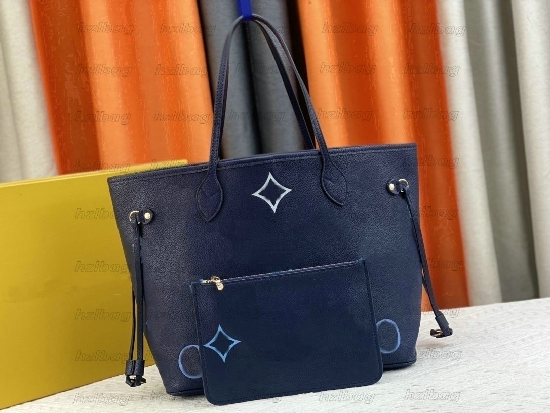 

Designer Women's Never MM FULL Tote Gradient Blue Neutral Begie Shopping Bag with Removable zipped pouch Functional carryall Bag M46516 M46514, #2