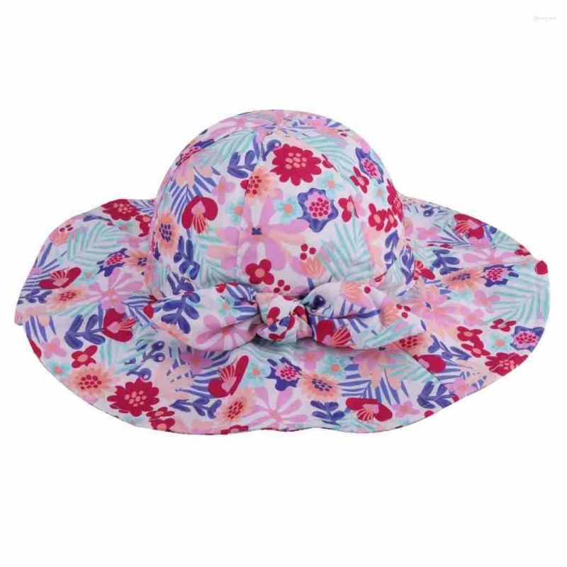 

Hats Hat Girl Flowers Bow Wide Brim String Cap Summer Sun Protection Beach Accessory For Toddlers Holiday Outdoor