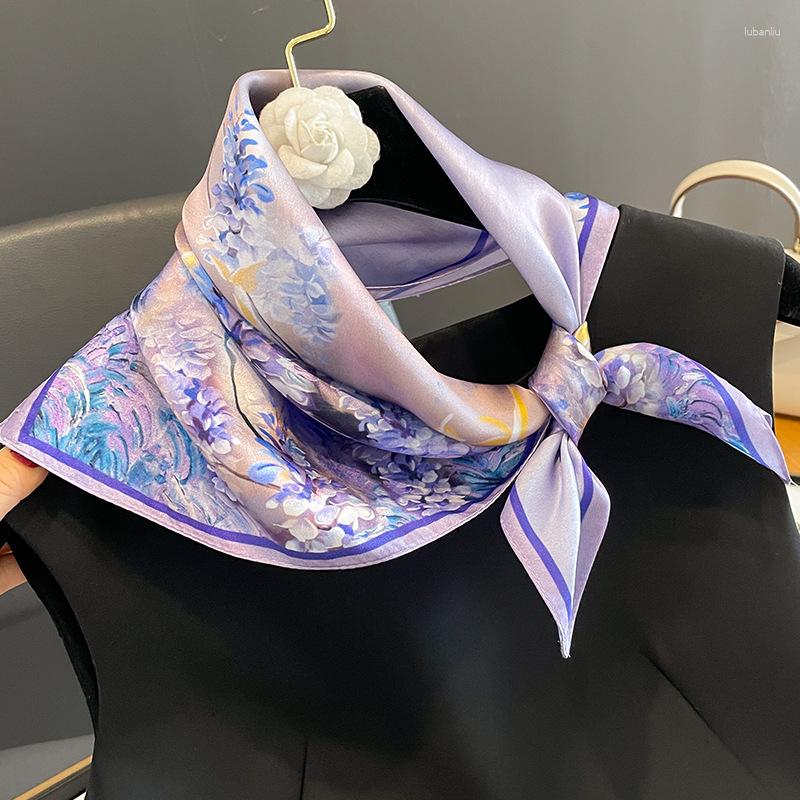 

Scarves 2023 Real Silk Scarf Fashion Lady Neck Foulard Female Bandana Spring For Women Hijab Shawl Wraps Headkerchief