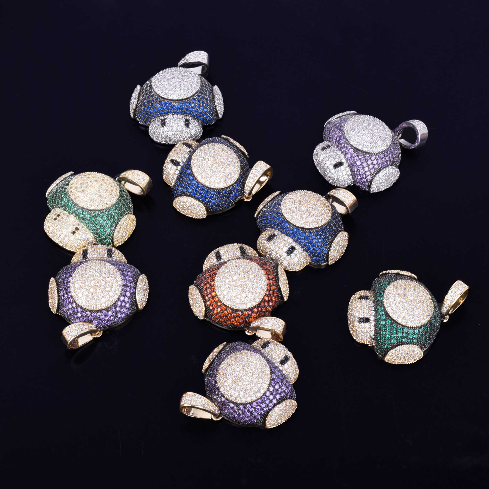 

Pendant Necklaces Mush Head Necklace Cubic Zircon Men Women Hip Hop Jewelry 230621