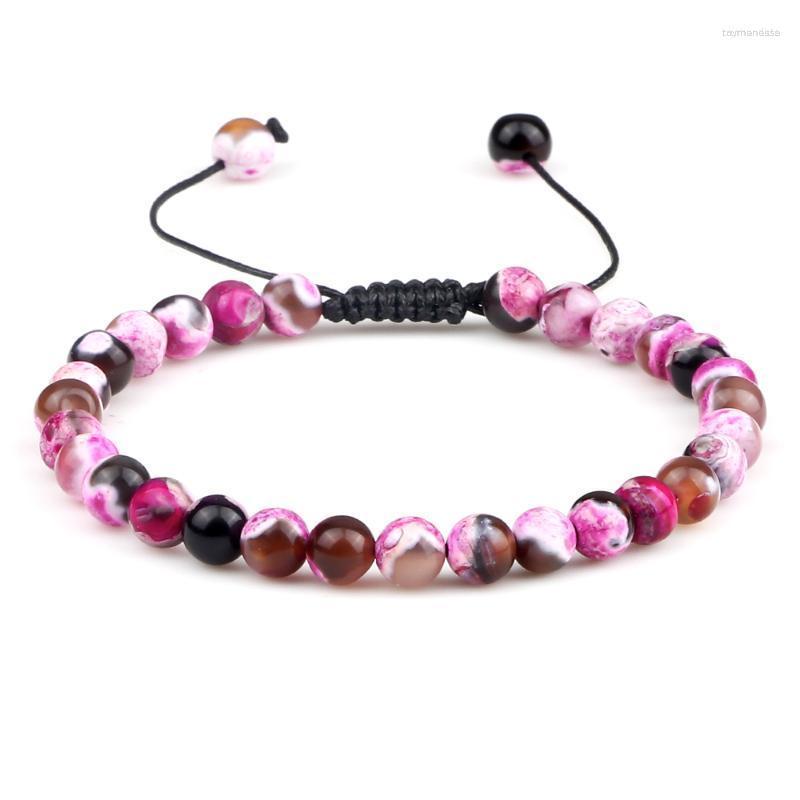 

Strand Beaded Strands 6mm Fire Agates Onyx Bead Bracelet Natural Stone Men Women Braided Rope Bangle Adjustable Jewelry Yoga Healing Balance