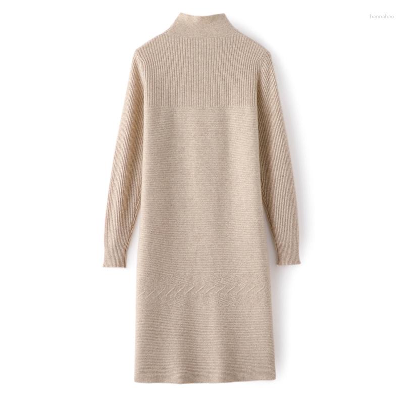 

Women's Sweaters Pure Cashmere Long Sweater Dress Women Sexy Knitted Dresses Female Fashion Turtleneck Loose 3 Colors Pullover, Red wine