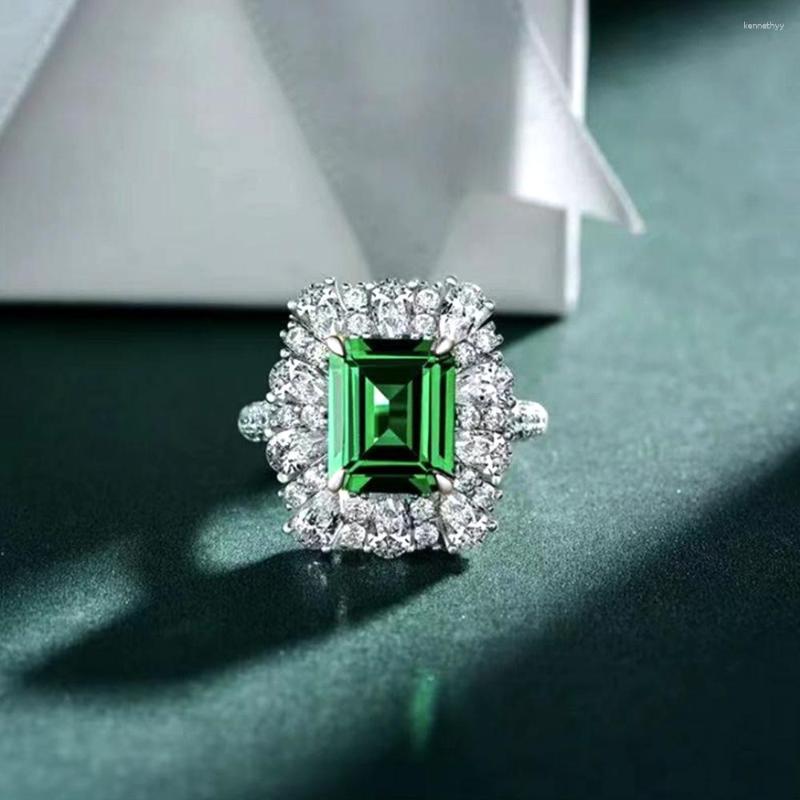 

Wedding Rings European And American Fashion Emerald Women's Ring Layered Zircon Women