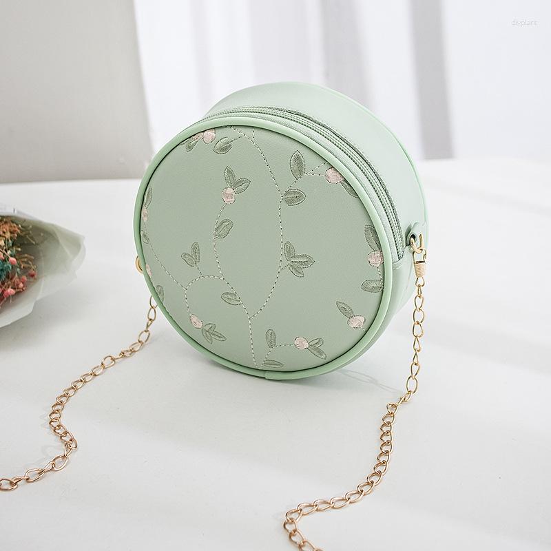 

Evening Bags Small Fresh Female Messenger Bag Wild Shoulder Student Mori Summer Chain Round, Green