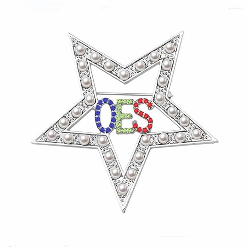 

Brooches Metal Inlay Five Point Star Order Eastern Pin Sorority Greek Masonic OES Brooch