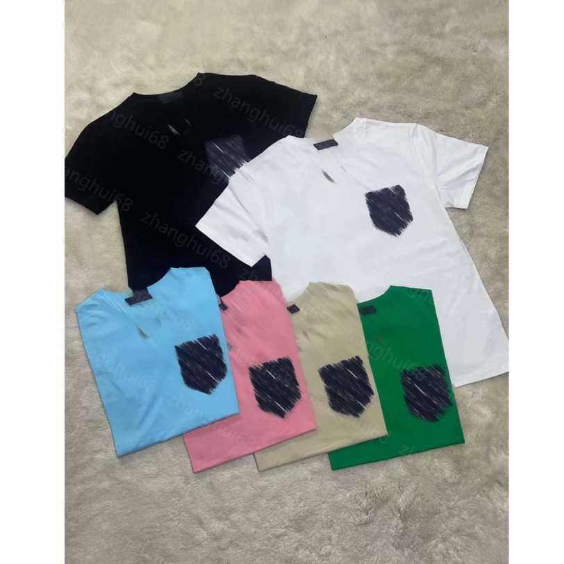 

23ss tee Womens T-Shirt womens designer clothing Round neck Pure cotton Chain denim splice printing short sleeve T-shirt 9 colors available womens clothes a1, Lightpink