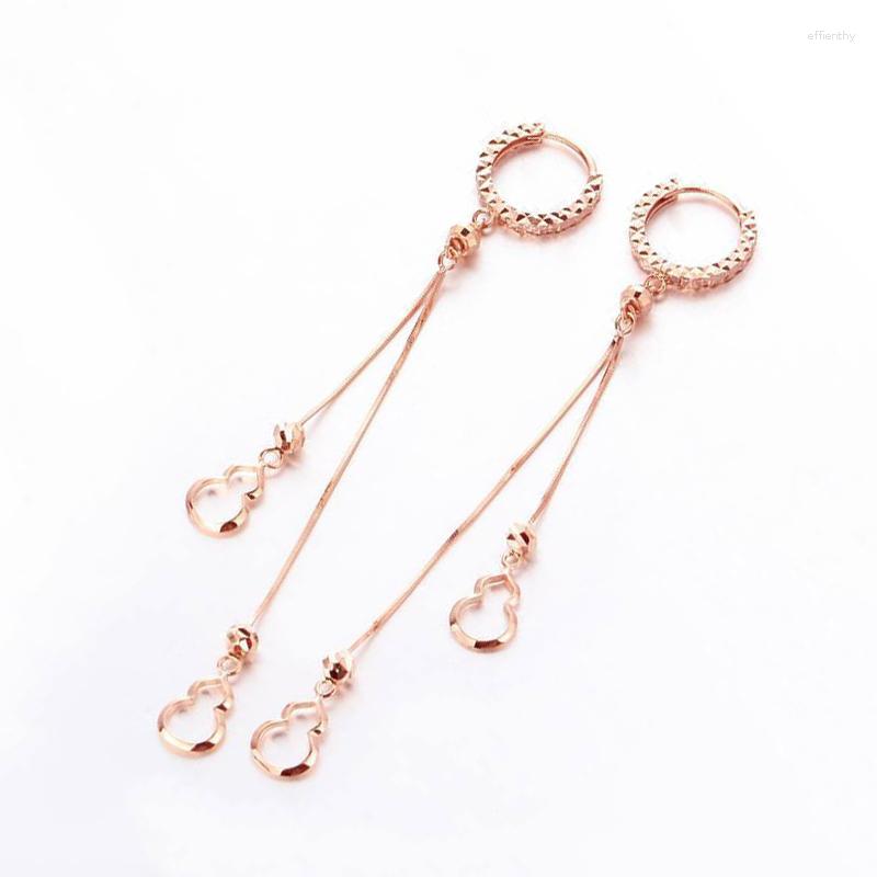 

Dangle Earrings Original 585 Purple Gold Plated 14K Rose Shiny Gourd Tassel For Women Hollow Chinese Style Fashion Charm Jewelry