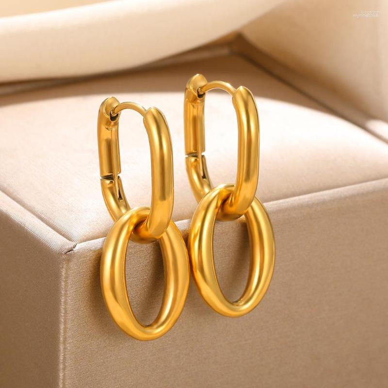

Stud Earrings Fashion Stainless Steel Gold Color Round Earring For Women Vintage Style Cute Hypoallergenic Jewelry Birthday Gift