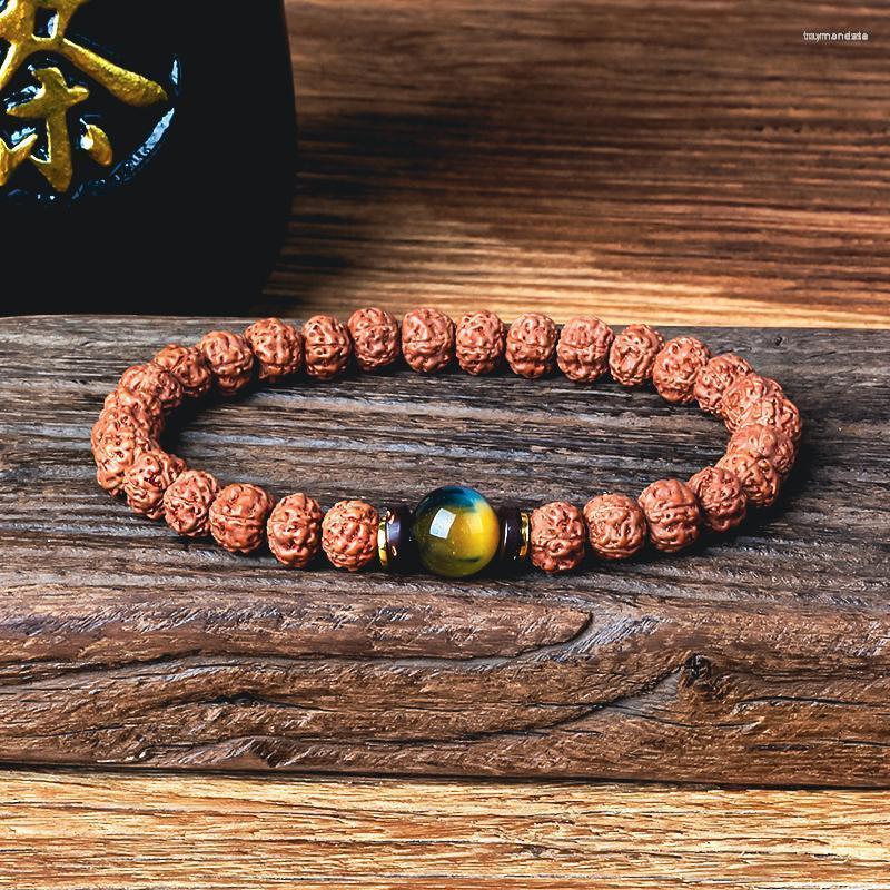 

Strand Beaded Strands Rudraksha Vajra Bodhi Lucky Bracelets Men Meditation Dream Tiger Eye Bead Bracelet Women Prayer Chakras Tibetan