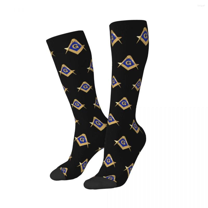 

Women Socks Custom Gold Square Compass Masonic Freemason Stockings 3D Print Freemasonry Mason Thigh Knee High Tube