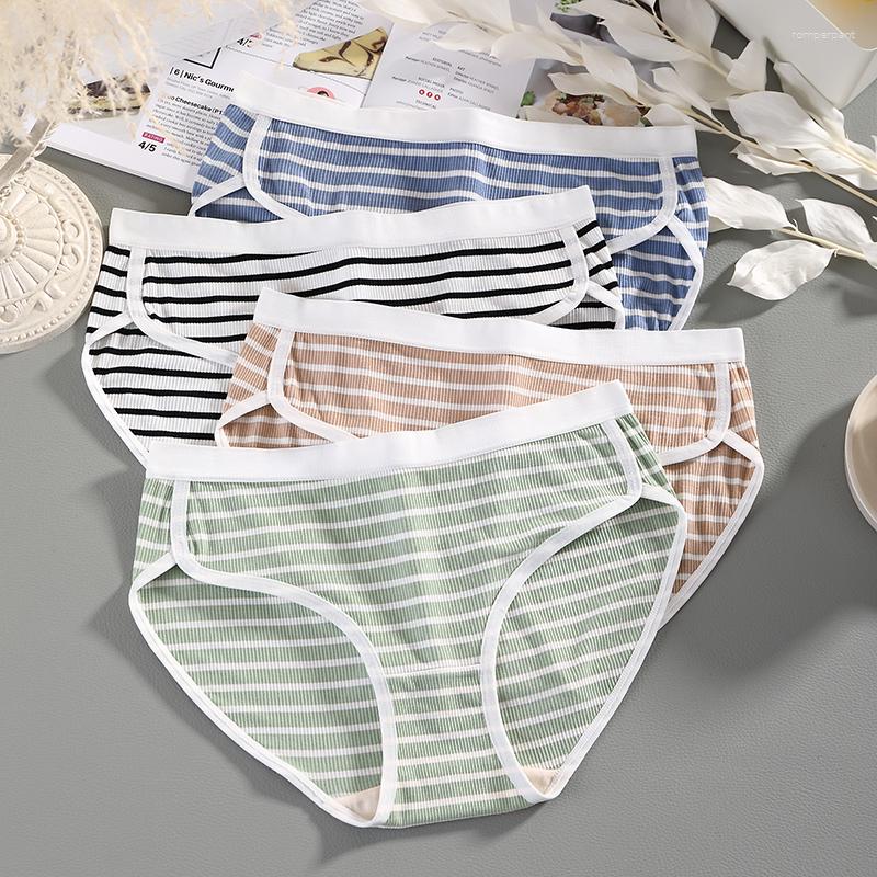 

Women's Panties High Quality Large Size Mid Waist For Women Seamless Striped Girls Antibacterial Briefs Women's Underwear 2XL-3XL, Black