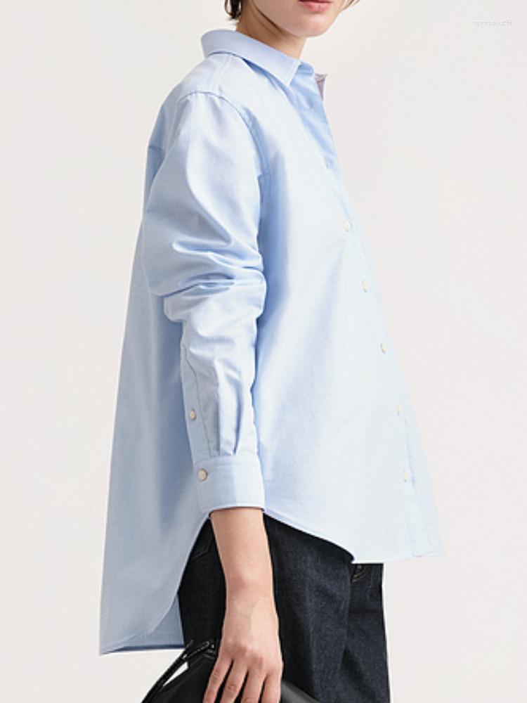 

Women's Blouses 2023 Spring And Summer Solid Color Loose Casual Long-sleeved Cotton Shirt Women, Blue