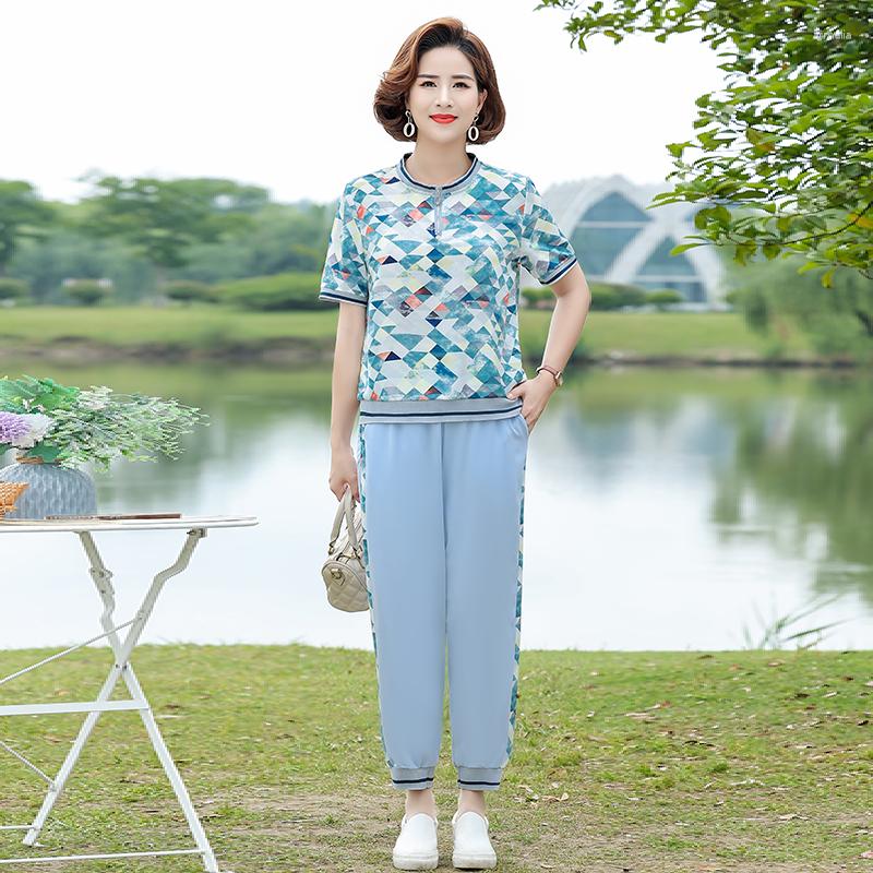 

Women's Two Piece Pants 2023 Ladies Women's Suit Summer T-shirt Tops And Tracksuit Sport Suits Patchwork Loose Sets 5XL