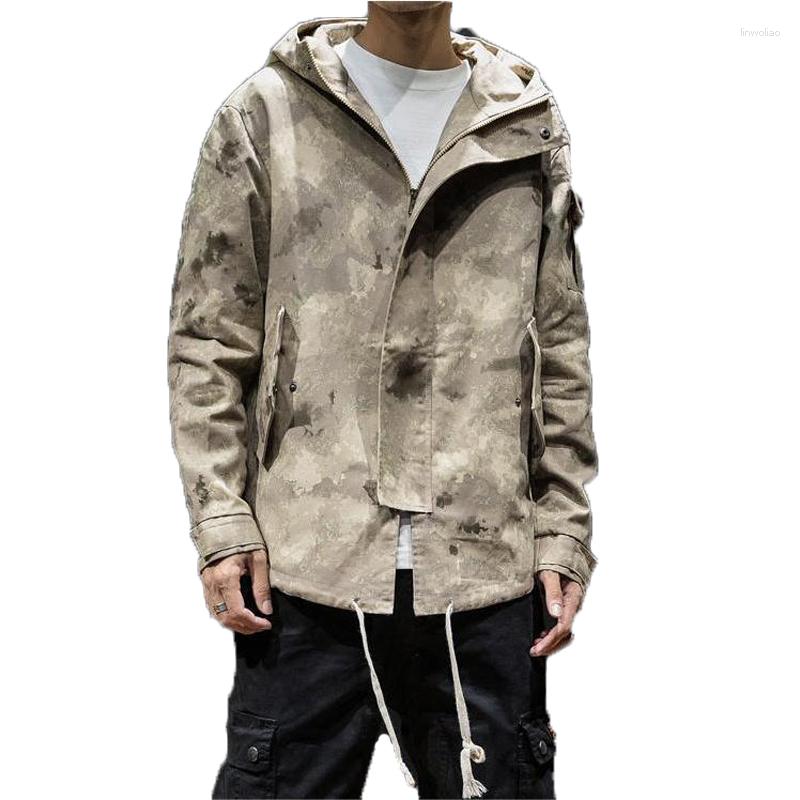 

Men's Jackets 2023 Autumn And Winter Outdoor Short Large Size Loose Camouflage Hooded Male Personality Jacket Windbreaker, Khaki