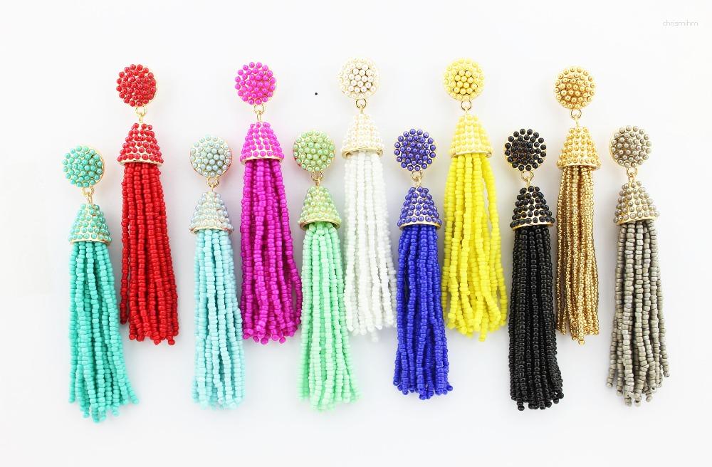 

Dangle Earrings ZWPON Fashion Sead Beads Tassel Drop Colorful Bohemia Seed For Woman Female Jewelry