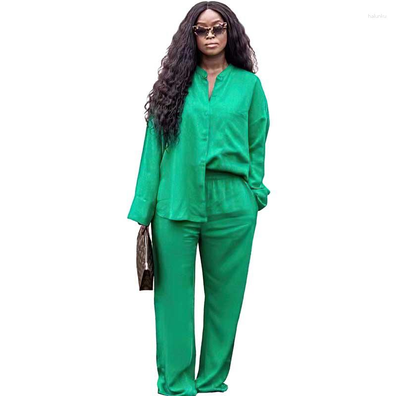

Ethnic Clothing African Clothes For Women Spring Autumn Long Sleeve Polyester Green Yellow Red Two Pieces Sets Top And Pant L-3XL