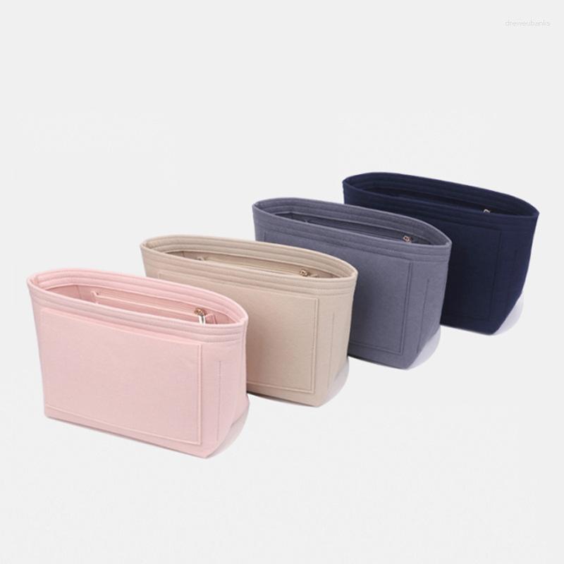 

Cosmetic Bags Felt Insert Bag For Handbag Support Liner Makeup Organizer Inside Pouch Travel Inner Purse Portable, Pink