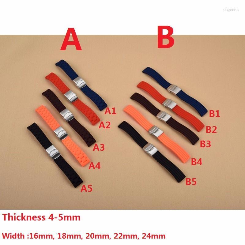 

Watch Bands 5 Colors 18mm 20mm 22mm 24mm Universal Link Bracelet Rubber Silicone Watchband Wrist Strap Soft Waterproof For Men Women Watches