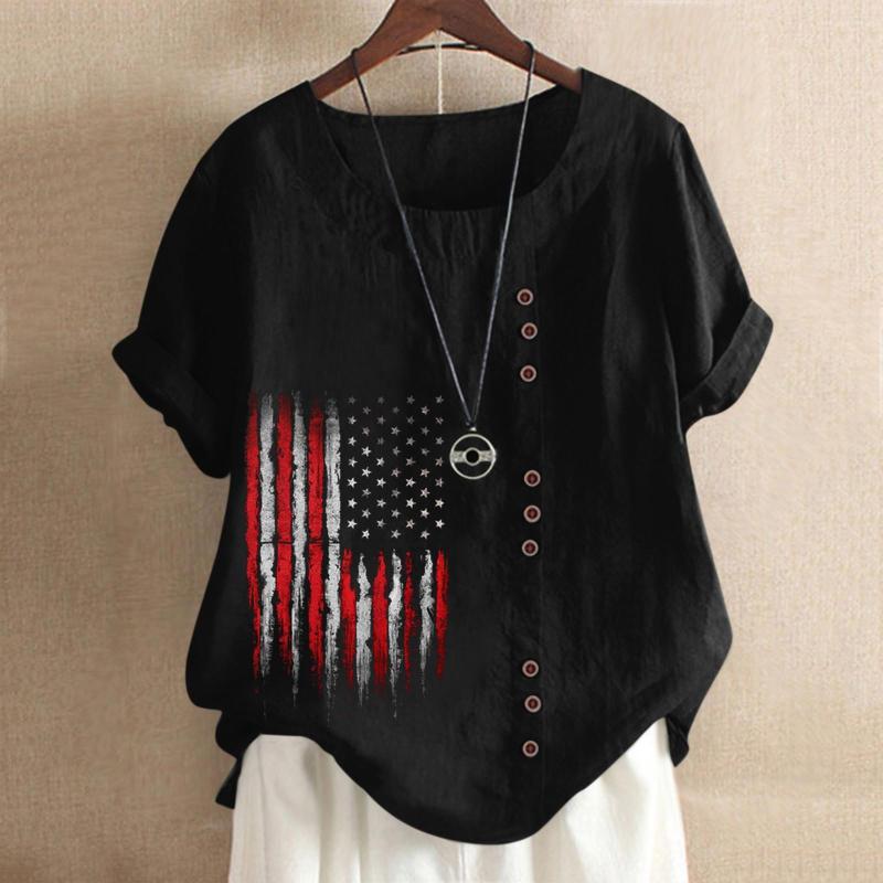 

Women' Blouses 2023 Gothic Woman Clothing Summer Office Lady Big Size Tops Cotton Linen Baggy Shirt Female Casual Short Sleeve Blouse, Black