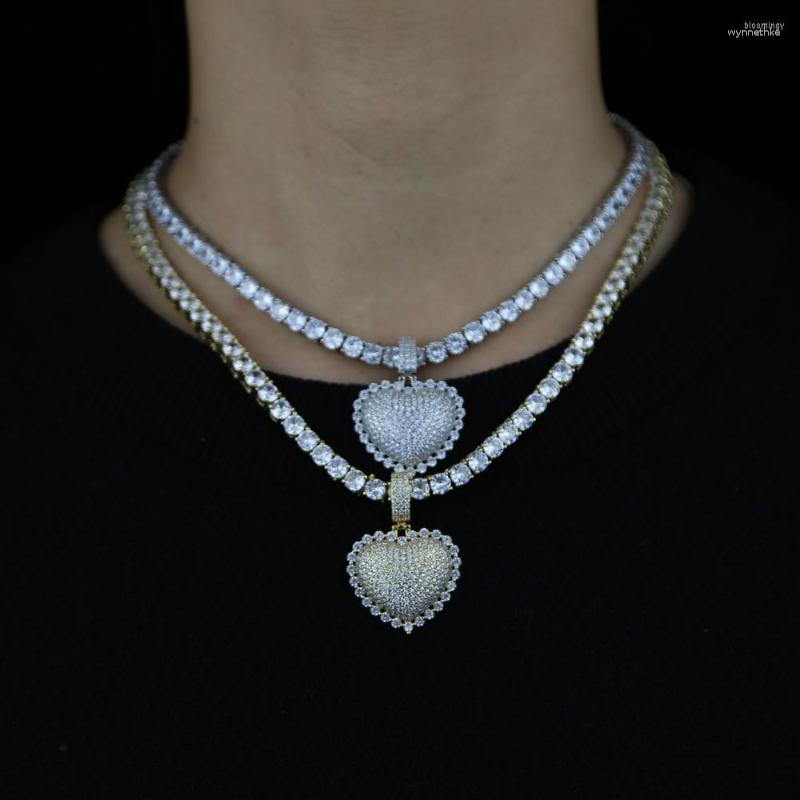 

Chains Wholesale High Quality Exquisite Heart Shape Charm Pendant Necklace Iced Out Bling 5A Cubic Zircon Women Hip Hop Lovely Gift