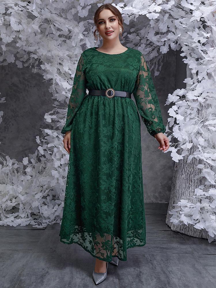 

Plus Size Dresses Women Maxi 2023 Luxury Chic Elegant Long Sleeve Muslim Turkey Arabic Party Evening Wedding ClothingPlus, Green