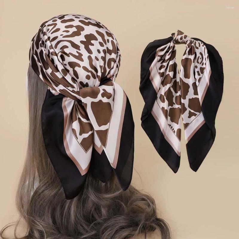 

Scarves 70CM Women Kerchief Square Hijab Scarf Fashion Hairband Silk Feel Neck Female Small Shawls And Wraps Bandana Head Scarfs