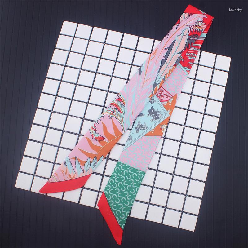 

Scarves Ly Launched Women's Headscarves Street Style Twill Satin Scarf Fashion Beach Shawl Tied Bag Handle Ribbon Ladies Hair Band C5