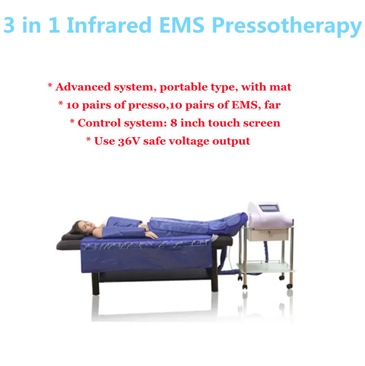 

2023 Best Selling Far Infrared 3 in 1 Pressotherapy Machine with EMS Muscle Stimulator