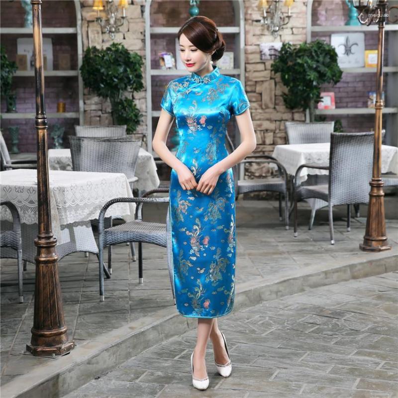 

Ethnic Clothing Size 5XL 6XL For Women Stage Show Dress Chinese Lady Sexy Short Sleeve Cheongsam Long Qipao Traditioanl Casual