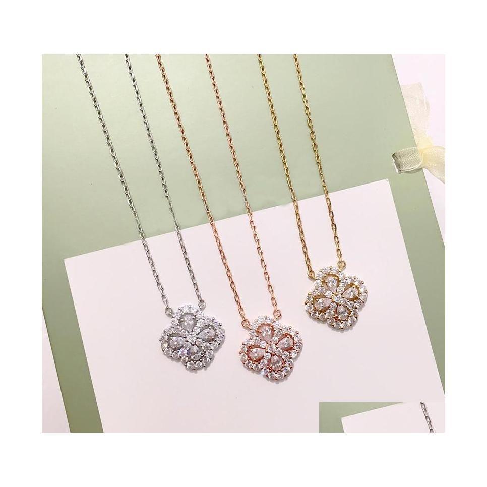 

Pendant Necklaces Titanium Steel Clover Necklace Colors Doublefaced Four Leaf Pendants Zircon Korea Clavicle Fashio Dhhsl