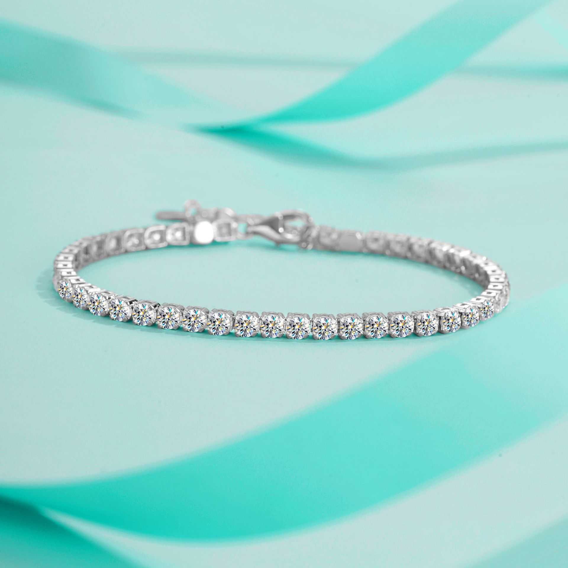 

Moissanite Perfect Diamond Tennis Bracelet Stars For Men And Women Hip Hop Trend Ins Rap Single Row S925 Sterling Silver Slave Bracelets