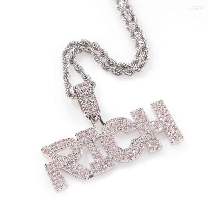 

Pendant Necklaces To Be Rich Iced Out Bling Letter Pendant&Necklace Mirco Pave Prong Setting For Men Hip Hop Jewelry BP039