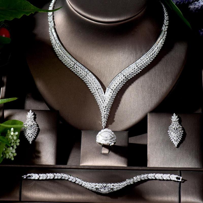 

Necklace Earrings Set Fashion Vintage Cubic Women Wedding Jewelry Party Bracelet Earring And Ring Zircon Conjunto De Joyas N-1342, Picture shown