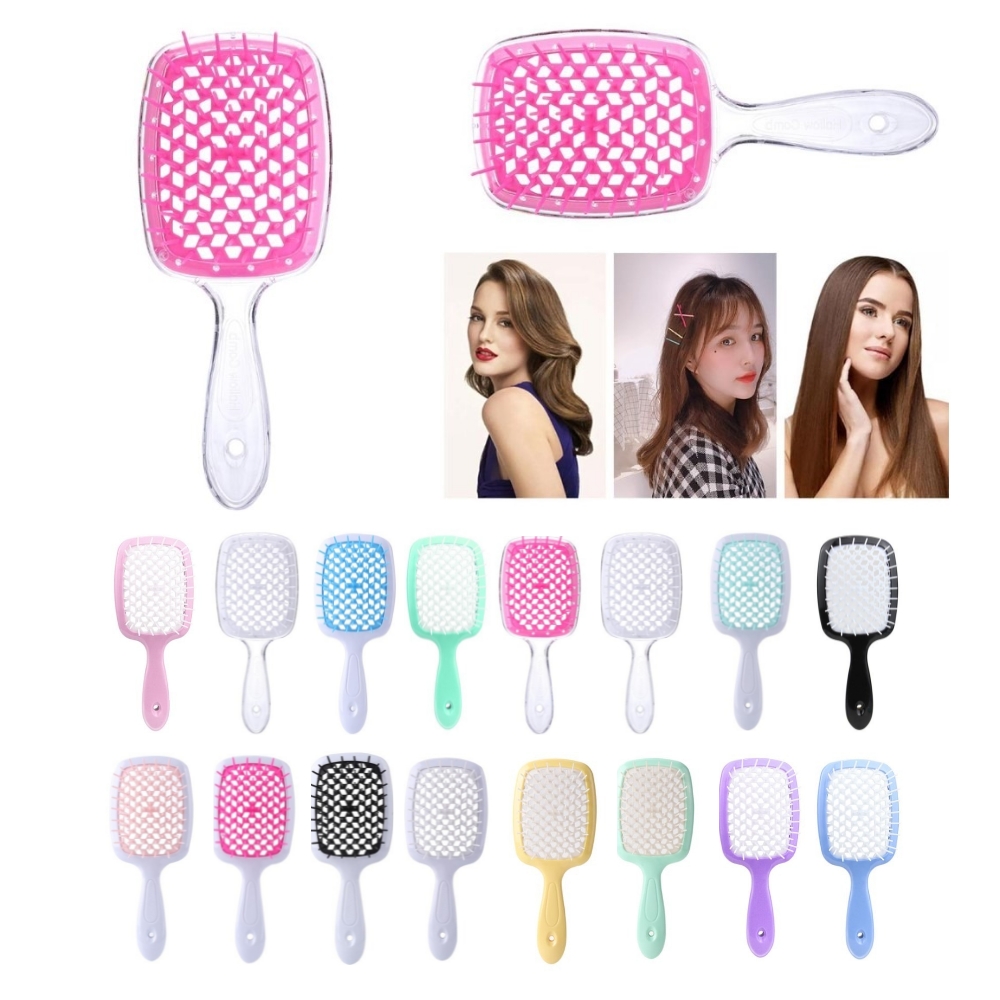 

Wide Teeth Air Cushion Comb Wet Dry Hair Detangling Scalp Massage Brush Hairdressing Women Tranparent Hanging Hole Handle Comb