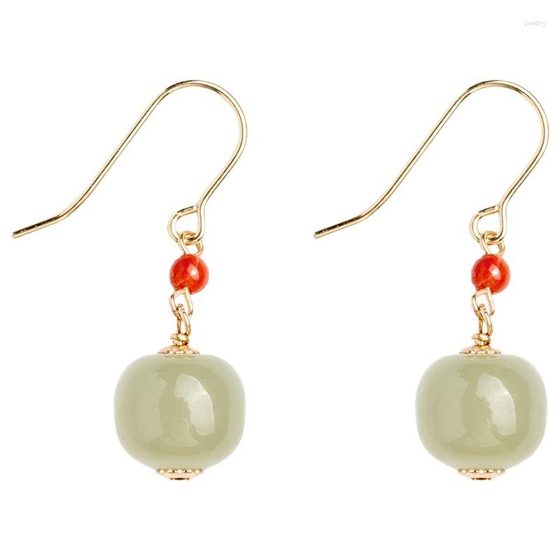 

Dangle Earrings Genuine Jade Hypoallergenic Hook 925 Silver Piercing Luxury Quality Jewelry Chinese Style Womens Accessory Novelty Gift