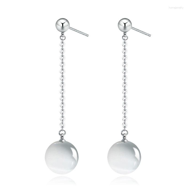 

Dangle Earrings S925 Silver Earring Clear Opal Red Black Agate Ball Drop For Women Wedding Gift Lady Girl Fashion Jewelry