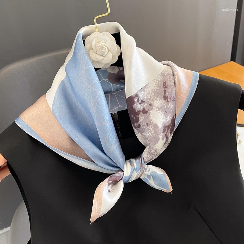 

Scarves 2023 Real Silk Hair Scarf Fashion Lady Foulard Female Bandana For Women Hijab Tie Shawl Wraps