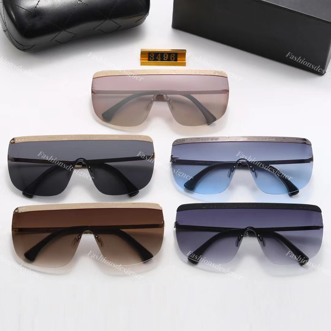 

Woman sunglasses mask sunglasses for man rimless fashion letters designer sunglasses Mirror high luxury goggles outdoor trend net celebrity glasses wholesale