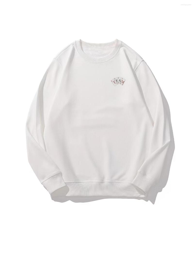 

Men's T Shirts Sweatshirt Heavyweight Crew Neck Winter Casual With Poker Alphabet Graphic, White